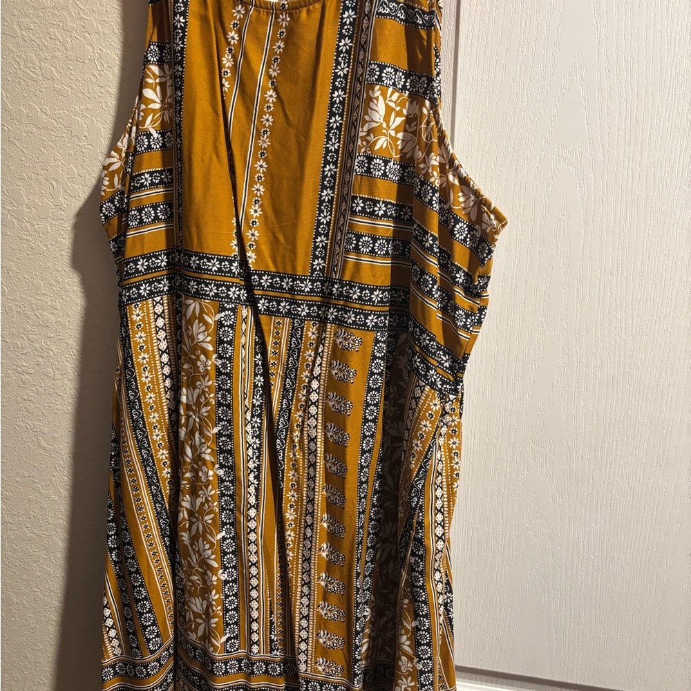 Yellow and Black Patterned Dress with Beautiful Back